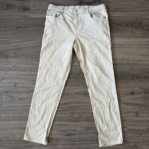 Faherty Organic Cotton Denim Jeans Mens 36x32 Cream Slim Straight Stretch Casual